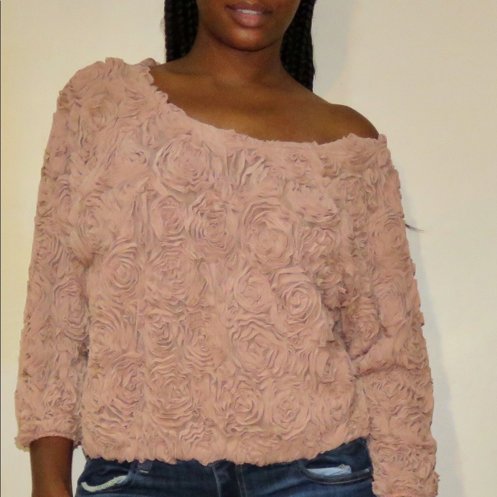 American Apparel 3-D flower mesh sweater